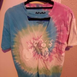 ACDC Rainbow tie dye cut out t-shirt